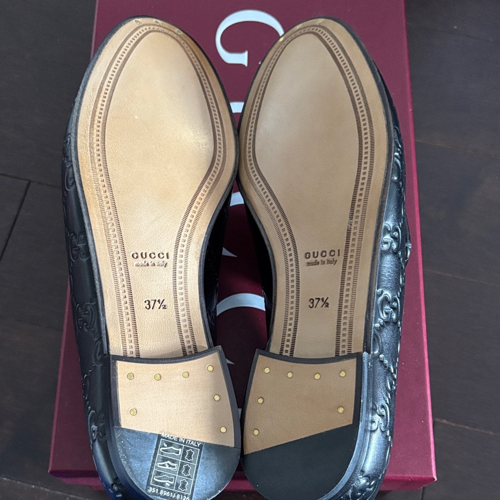 Gucci Black GG embossed Leather Loafers - Picture 5 of 11